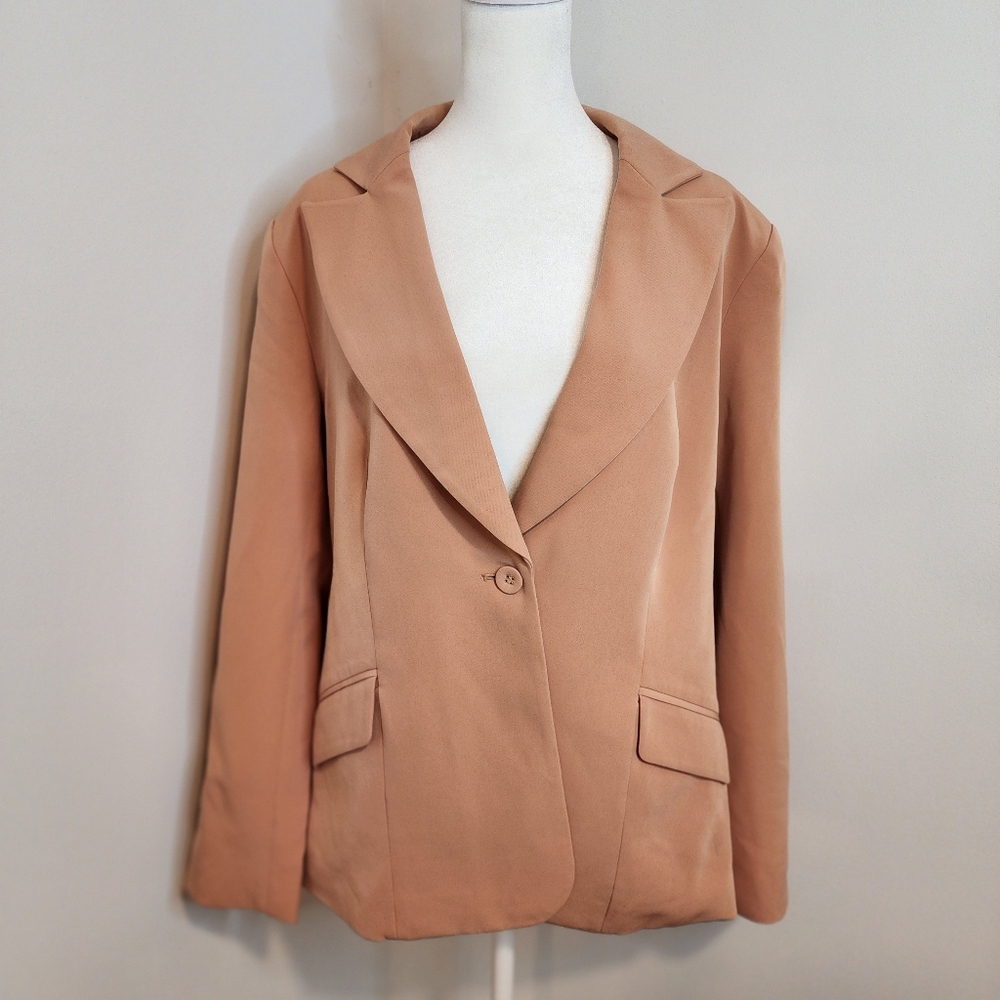 New York & Company Womens Large Apricot Single Breasted Long Sleeve Blazer